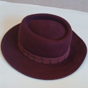 Christian Siriano Burgundy Wool Hat